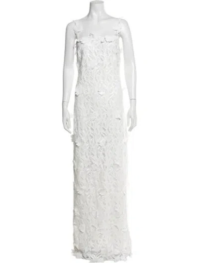 Pre-owned Simkhai Lace Pattern Long Dress In White