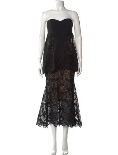 Pre-owned Simkhai Lace Pattern Midi Length Dress In Black