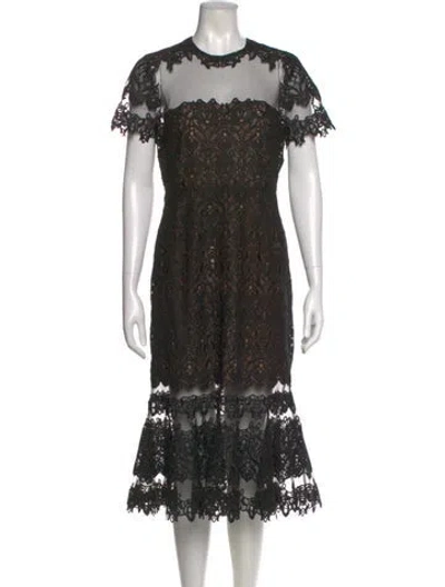 Pre-owned Simkhai Lace Pattern Midi Length Dress In Black