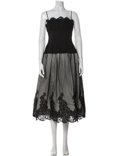 Pre-owned Simkhai Lace Pattern Midi Length Dress In Black