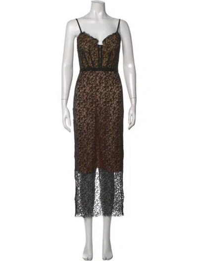 Pre-owned Simkhai Lace Pattern Midi Length Dress In Black