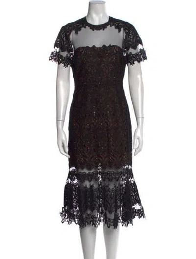 Pre-owned Simkhai Lace Pattern Midi Length Dress In Black