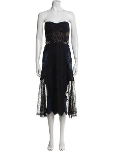 Pre-owned Simkhai Lace Pattern Midi Length Dress In Blue