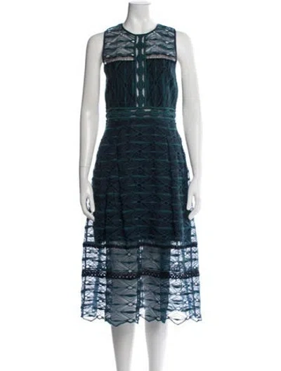 Pre-owned Simkhai Lace Pattern Midi Length Dress In Blue