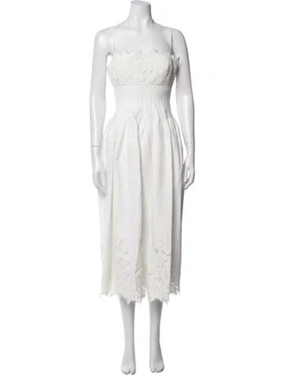 Pre-owned Simkhai Lace Pattern Midi Length Dress In Neutrals/white