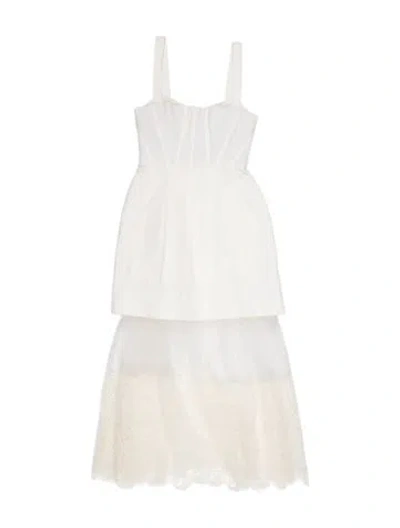 Pre-owned Simkhai Lace Pattern Midi Length Dress W/ Tags In White