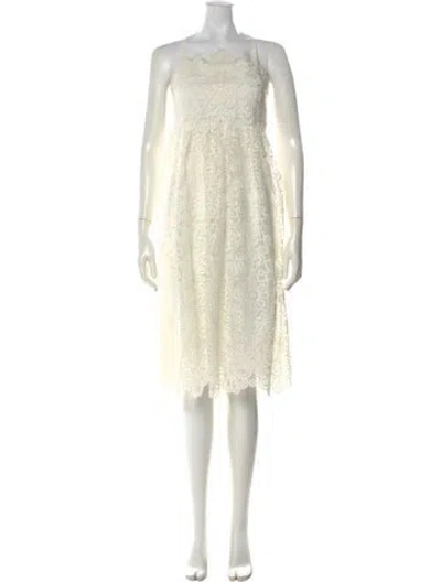 Pre-owned Simkhai Lace Pattern Midi Length Dress In White