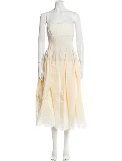 Pre-owned Simkhai Lace Pattern Midi Length Dress In Yellow