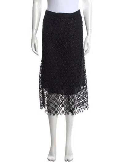 Pre-owned Simkhai Lace Pattern Midi Length Skirt In Black