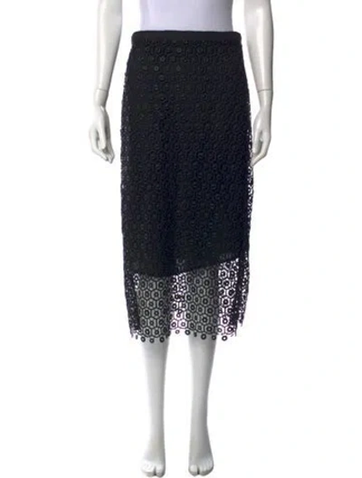 Pre-owned Simkhai Lace Pattern Midi Length Skirt In Black