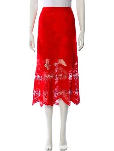 Pre-owned Simkhai Lace Pattern Midi Length Skirt In Red
