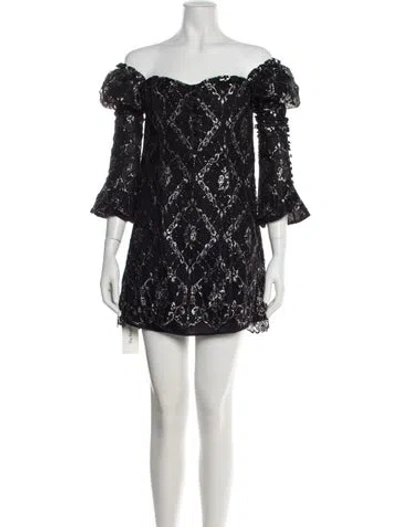 Pre-owned Simkhai Lace Pattern Mini Dress In Black