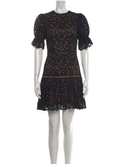 Pre-owned Simkhai Lace Pattern Mini Dress In Black