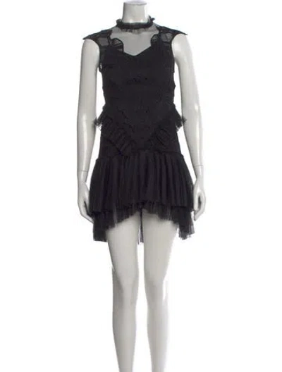 Pre-owned Simkhai Lace Pattern Mini Dress In Black