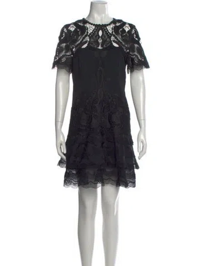 Pre-owned Simkhai Lace Pattern Mini Dress In Black