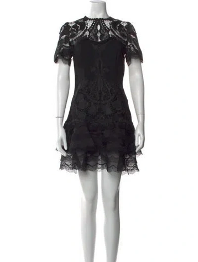 Pre-owned Simkhai Lace Pattern Mini Dress In Black