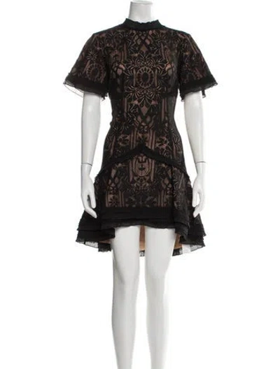 Pre-owned Simkhai Lace Pattern Mini Dress In Black