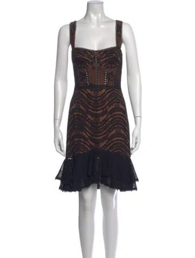Pre-owned Simkhai Lace Pattern Mini Dress In Black