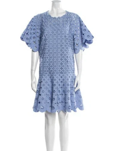 Pre-owned Simkhai Lace Pattern Mini Dress In Blue