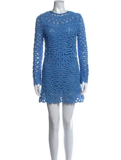 Pre-owned Simkhai Lace Pattern Mini Dress In Blue