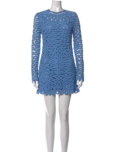 Pre-owned Simkhai Lace Pattern Mini Dress In Blue