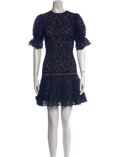 Pre-owned Simkhai Lace Pattern Mini Dress In Blue