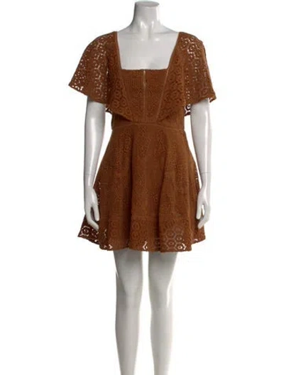 Pre-owned Simkhai Lace Pattern Mini Dress In Brown