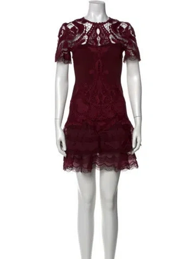 Pre-owned Simkhai Lace Pattern Mini Dress In Burgundy