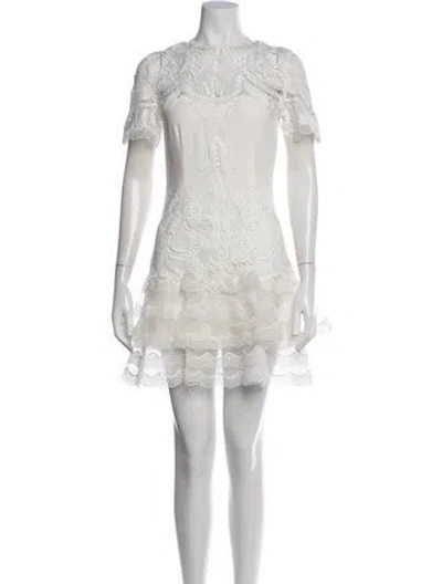 Pre-owned Simkhai Lace Pattern Mini Dress In Neutrals