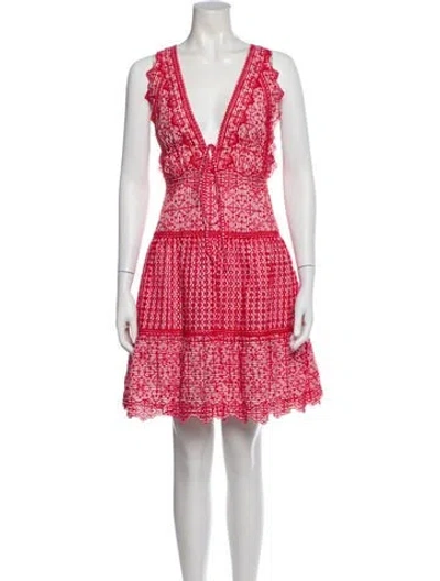 Pre-owned Simkhai Lace Pattern Mini Dress In Red