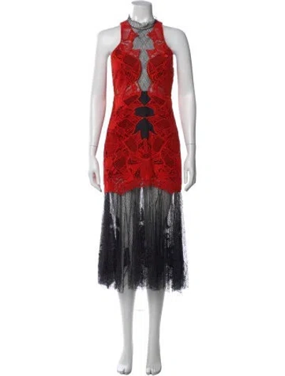 Pre-owned Simkhai Lace Pattern Mini Dress In Red