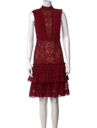 Pre-owned Simkhai Lace Pattern Mini Dress In Red