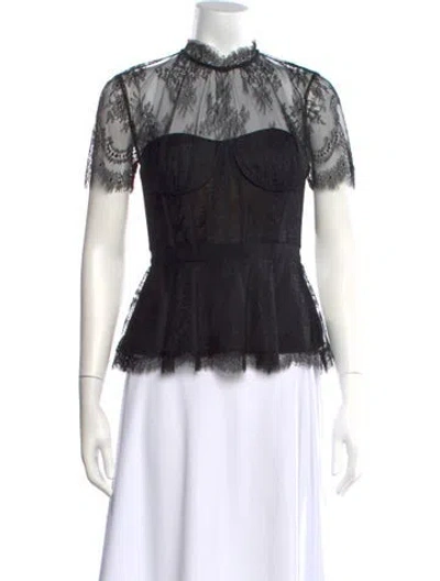 Pre-owned Simkhai Lace Pattern Mock Neck Top In Black