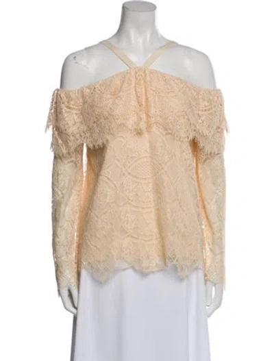 Pre-owned Simkhai Lace Pattern Off-the-shoulder Blouse In Neutral