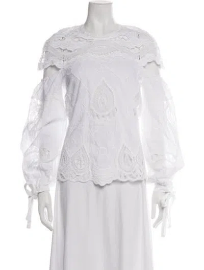 Pre-owned Simkhai Lace Pattern Off-the-shoulder Blouse In White