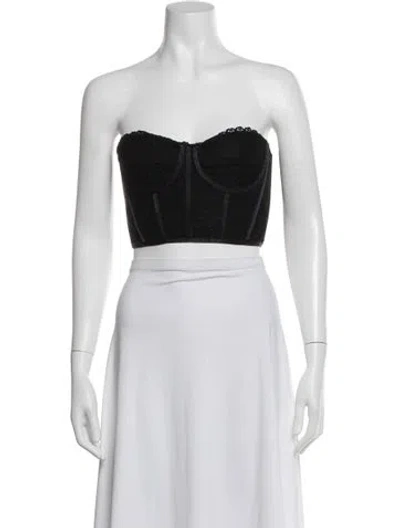 Pre-owned Simkhai Lace Pattern Strapless Crop Top In Black