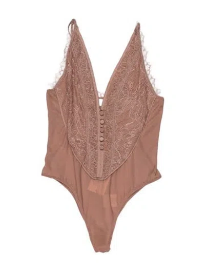 Pre-owned Simkhai Lace Pattern V-neck Bodysuit In Pink