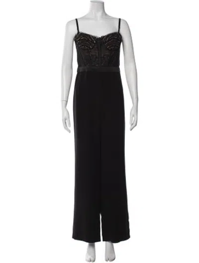 Pre-owned Simkhai Lace Pattern V-neck Jumpsuit In Black