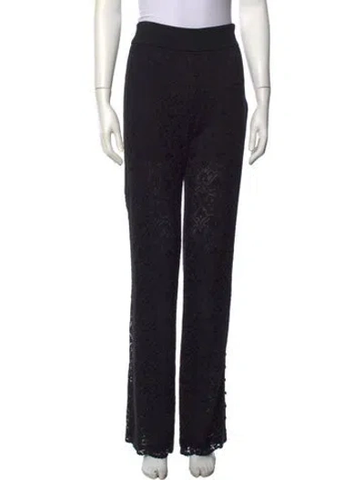 Pre-owned Simkhai Lace Pattern Wide Leg Pants In Black