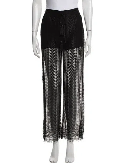 Pre-owned Simkhai Lace Pattern Wide Leg Pants In Black