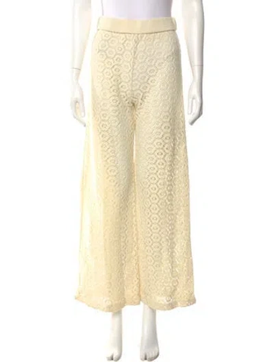 Pre-owned Simkhai Lace Pattern Wide Leg Pants In Neutral