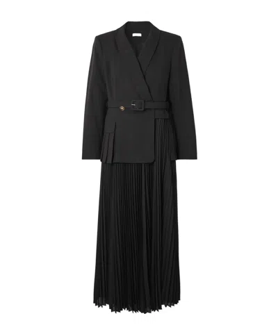 Simkhai Alexandra Belted Pleated Crepe Midi Dress In Black