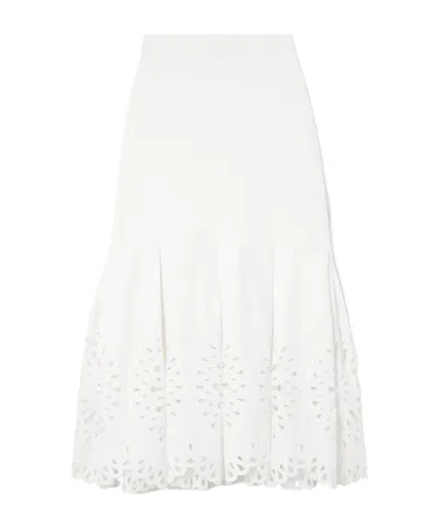 Simkhai Lace-trimmed Knit Midi Skirt In White