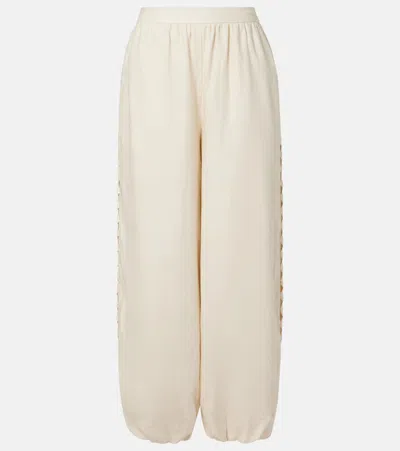 Simkhai Lace-trimmed Linen-blend Straight Pants In Neutral