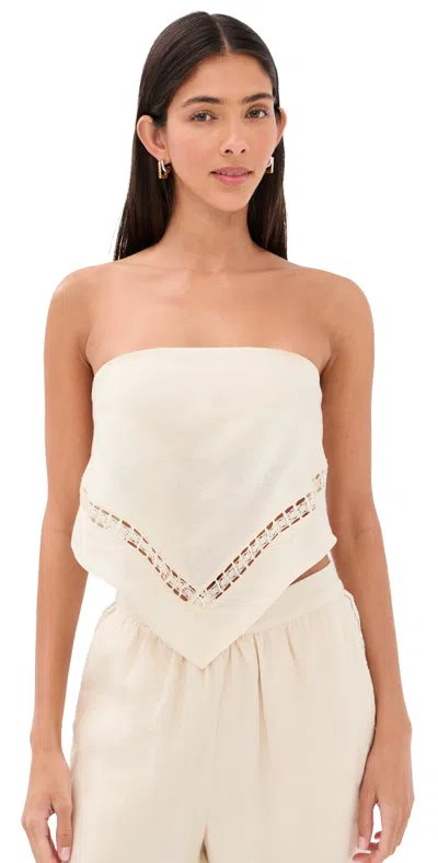 Simkhai Womens Sand Lahni Lace Triangle Linen-blend Top In Neutral