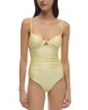 Simkhai Laine Ruched Cup Underwire One Piece Swimsuit In Yellow