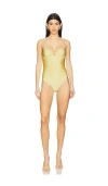 Simkhai Laine Ruched Cup Underwire One Piece Swimsuit In Buttercream