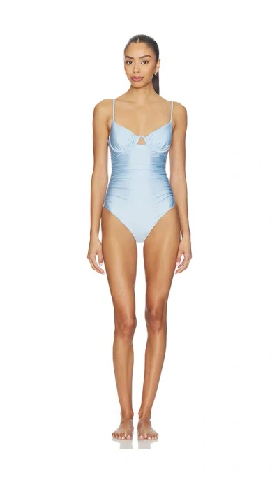 Simkhai Laine Ruched One Piece In Blue