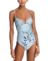 Simkhai Laine Ruched One Piece Swimsuit In Blue