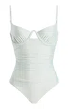 Simkhai Laine Ruched One Piece Swimsuit In White